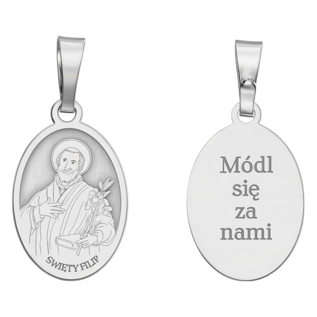 Medalik srebrny Ag 925 rodowany Święty Filip MDC038R