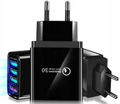 Ładowarki do telefonów - ŁADOWARKA SIECIOWA TURBO POWER UNIWERSALNA USB QUICK CHARGE 3.0 CZARNA - miniaturka - grafika 1
