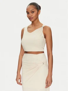 Guess Top W5GP22 KAQL2 Beżowy Regular Fit - Koszulki i topy damskie - miniaturka - grafika 1