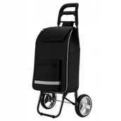 Torby męskie - Wózek torba na zakupy składany na kółkach czarny kieszeń rzepy lekki mocny - miniaturka - grafika 1