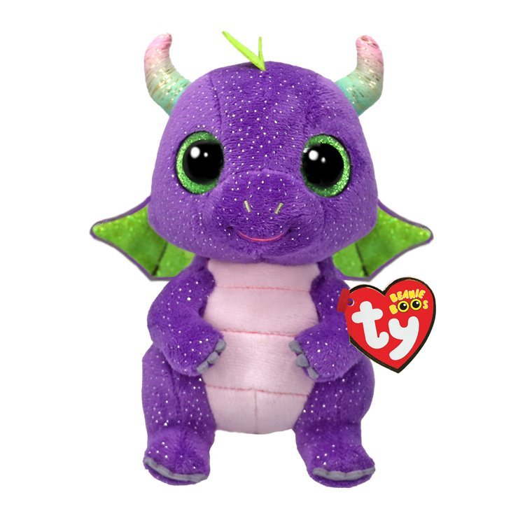 Ty Beanie Boos – Daphne, fioletowy dinozaur 15 cm