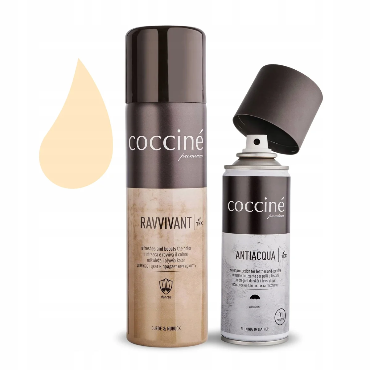 Spray Renowator do Zamszu Nubuku Ivory z Impregnatem Antiacqua Zestaw 2w1