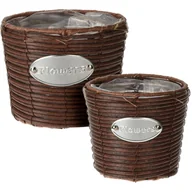 Donice - Zestaw osłonek stożkowych na doniczki Flowers brązowy, 2 szt. - miniaturka - grafika 1