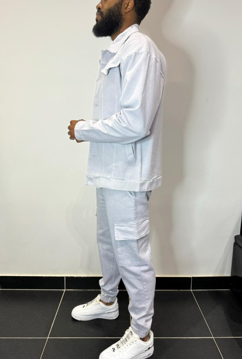 Spodnie bawełniane cargo - jasnoszary