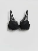 Biustonosze - Reserved - Koronkowy biustonosz push up - czarny - miniaturka - grafika 1