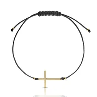 Bransoletki - Bransoletka sznurkowa Krzyżyk srebrny pozłacany - miniaturka - grafika 1