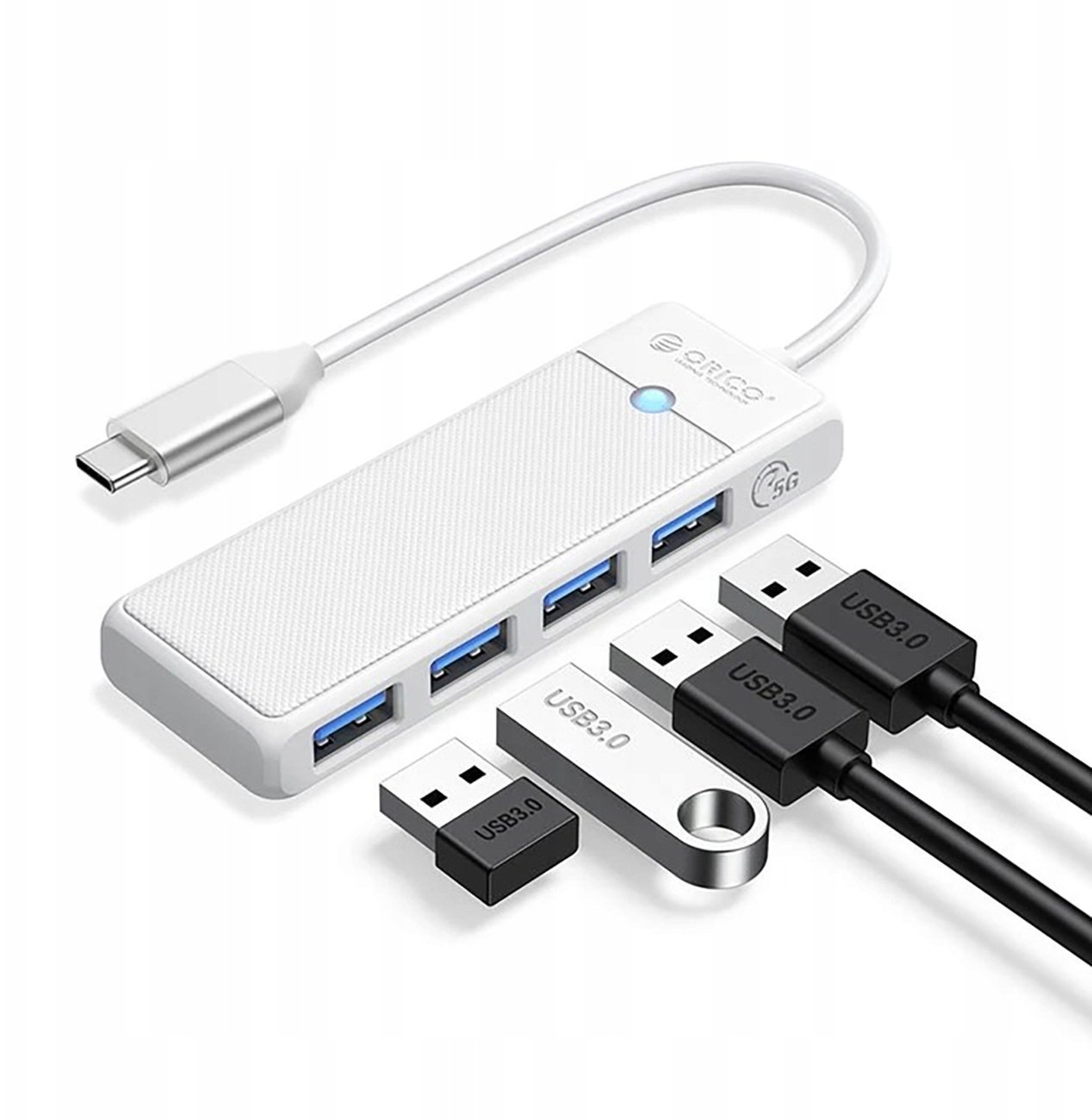 HUB USB Orico PAPW4A-C3 4-portowy 4x USB-A 3.0 0,5 m - biały 6941788869059