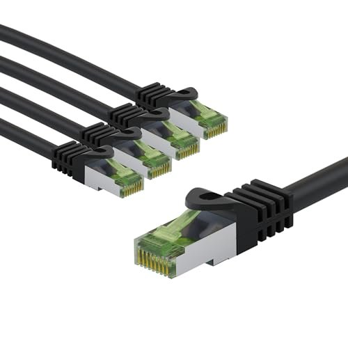 goobay 66599 CAT8.1 kabel sieciowy w zestawie 5 szt. / kabel krosowy ekranowany S/FTP/CU Ethernet, PiMF, LSZH, OFC/Cat 8.1 kabel z 40 Gbits/czarny / 5 x 5 m