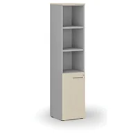Szafy biurowe - Szafa biurowa kombinowana PRIMO GRAY, drzwi na 2 poziomach, 1781 x 400 x 420 mm, szary/brzoza - miniaturka - grafika 1
