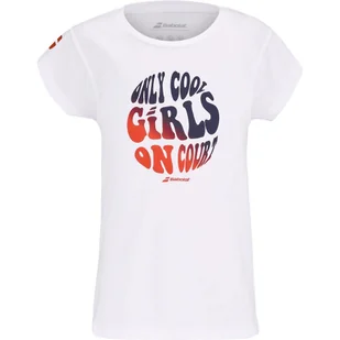 Koszulka dziewczęca Babolat Exercise Cotton Tee Girl White 12 - 14 lat - Koszulki dla dziewczynek - miniaturka - grafika 1