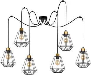 Lampa czarna 6-ramienna pająk A1-S23 - Lampy sufitowe - miniaturka - grafika 1