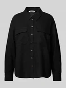 Koszule damskie - Bluzka lniana o kroju oversized z kieszeniami z patką na piersi model ‘CARO’ - miniaturka - grafika 1