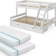Łóżka dla dzieci i młodzieży - Vitalispa Łóżko piętrowe Everest, 140x200 / 90x200 cm z 2 materacami i 2 szufladami, Biały - miniaturka - grafika 1