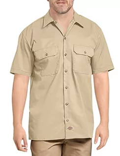 Koszule męskie - Dickies Męska koszula robocza z krótkim rękawem - biała, Piasek pustynny, M - grafika 1