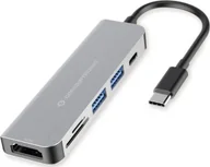 Huby USB - HUB USB Conceptronic Szary 6 w 1 - miniaturka - grafika 1