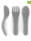 Sztućce dla dzieci - Twistshake 3-częściowy zestaw sztućców w kolorze szarym - dł. 20,7 cm - miniaturka - grafika 1