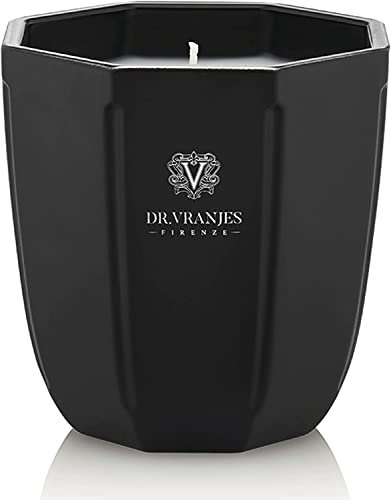 Dr. Vranjes - Dekoracyjna świeca Onice - Ambra 200 g / 7 oz, świeca zapachowa, wyrafinowane kolorowe szklane naczynie ręcznie robione, ośmiokątna forma, kolor czarny, wyprodukowano we Włoszech