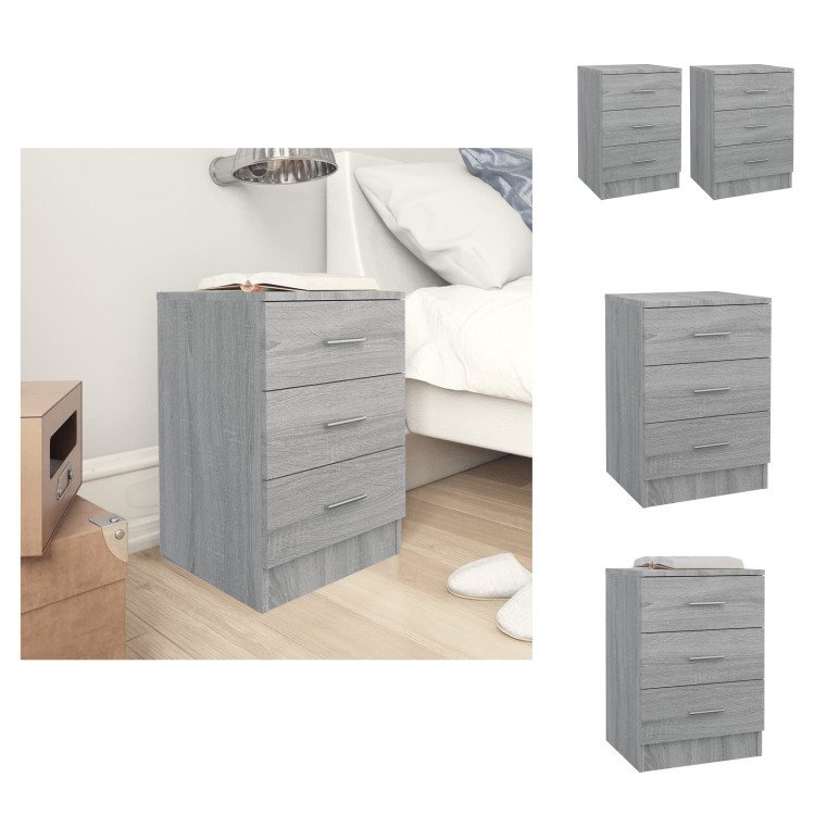vidaXL Szafki nocne 2 szt. Szara Sonoma 38x35x56 cm Materiał drewnopochodny - Szafki nocne