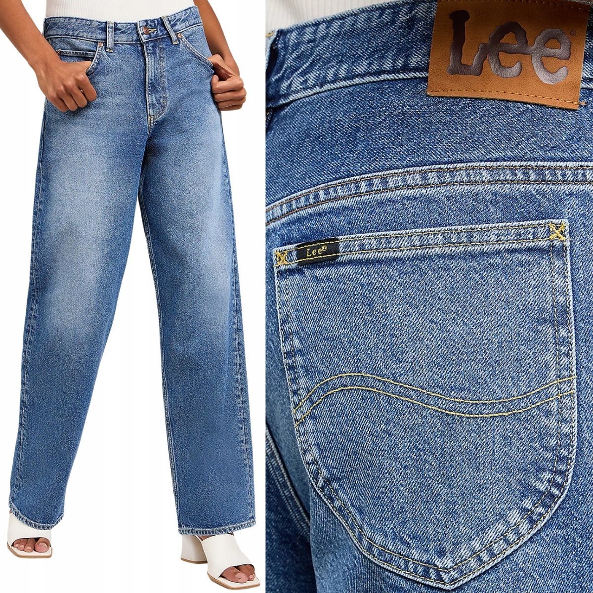 Lee RIDER LOOSE Darkest Dawn WYSOKIE LUŹNE DAMSKIE SPODNIE JEANSOWE W30 L33