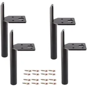 Zawiasy, okucia i inne akcesoria - Zestaw 4 nowoczesnych nóg meblowych, wymienne nogi do szafek, nogi do stołu ze śrubami, czarne, 15 cm - miniaturka - grafika 1