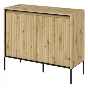 Komoda frezowana TREND 02 dąb artisan/czarne nogi - Komody - miniaturka - grafika 1