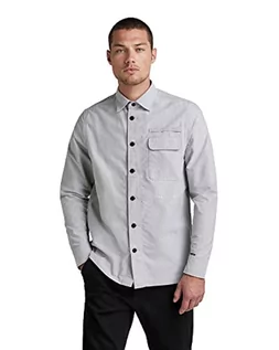 Koszule męskie - G-STAR RAW, Męska koszula z kieszonką na długopis, Mehrfarbig (odpowiednio szary/biały Oxford C895-c760), XL - grafika 1