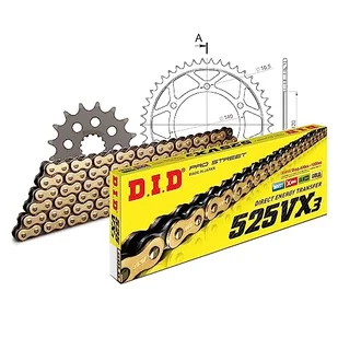 Zestaw łańcuchów DID stal 525VX3 / 108 bez końca do Suzuki GSX-R 600 ccm rok prod. 1998-2000 - Części motocyklowe - miniaturka - grafika 1