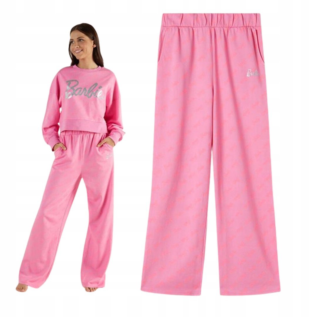 SPODNIE DRESOWE DAMSKIE TEZENIS DRESY BARBIE BAWEŁNA PROSTE RÓŻOWE S