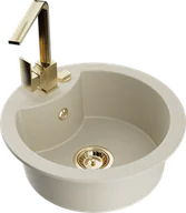 Zlewozmywaki z baterią - Mexen Diego zlewozmywak granitowy 1-komorowy z baterią kuchenną Rita, beżowy - 6512-69-670300-50 - miniaturka - grafika 1