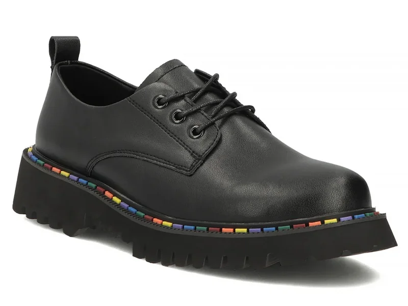 Półbuty damskie skórzane czarne Filippo DP8341/26 na grubej podeszwie36
