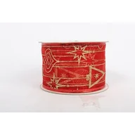 Ozdoby bożonarodzeniowe - Wstążka dekorowana czerwono-złota 6,5 x 1000 cm - miniaturka - grafika 1