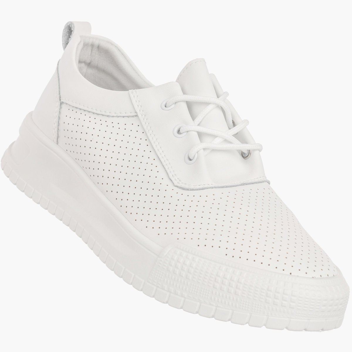 Sneakersy Damskie Skórzane Buty Ażurowe Półbuty Casual Białe Goodin Biały 38
