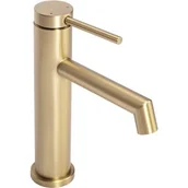 Baterie umywalkowe - Rea Bateria Umywalkowa Rea Foss złota szczotkowana niska gold brush - miniaturka - grafika 1