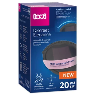 Lovi Discreet Elegance wkładki laktacyjne antybakteryjne czarne 20 sztuk - Akcesoria do karmienia - miniaturka - grafika 1