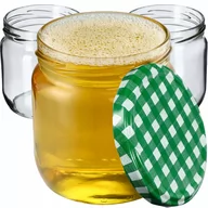 Pojemniki kuchenne - Słoiki Salla 425ml 6 szt. 82mm + wieczka "Zielona Krata" - miniaturka - grafika 1