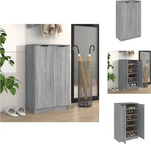 vidaXL Szafka na buty Szara Sonoma 59x35x100 cm Materiał drewnopochodny - Półki i szafki na buty - Szafki na buty - miniaturka - grafika 1