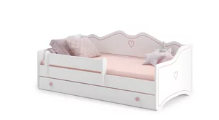 łóżko dziecięce z materacem EMMA 180 x 80 białe różowe dla dziewczynki - Łóżka dla dzieci i młodzieży - miniaturka - grafika 1