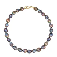 Naszyjniki - ENAYA NELLIE NOIR Naszyjnik duże perły barokowe czarne owalne zapięcie srebro - 50 cm - miniaturka - grafika 1