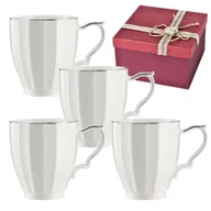 Kubki - Zestaw 4 kubków porcelanowych TEO z platyną w pudełku prezentowym - miniaturka - grafika 1