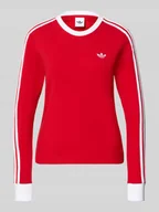 Bluzki damskie - Bluzka z długim rękawem, okrągłym dekoltem i wyhaftowanym logo - miniaturka - grafika 1