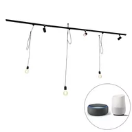 Lampy sufitowe - QAZQA Inteligentny system szynowy czarny 3 punktowy i lampa wisząca 1-fazowa - Cavalux Jeana - miniaturka - grafika 1