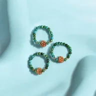 Pierścionki - Pierścionek PREMIUM :: turkus naturalny, złoty hematyt - miniaturka - grafika 1