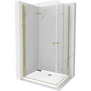 Kabiny prysznicowe - Mexen Lima Duo kabina prysznicowa składana 80x70 cm, transparent, złota + brodzik Flat - miniaturka - grafika 1