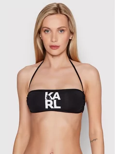 Stroje kąpielowe - KARL LAGERFELD Góra od bikini Printed Logo KL22WTP02 Czarny - grafika 1