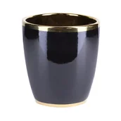 Donice - DHG Osłonka doniczki ceramiczna Lome 20cm czarno-złota - miniaturka - grafika 1