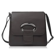 Torebki damskie - Torebka damska skórzana na ramię ciemny brąz listonoszka klasyczna AY-19-DBR - miniaturka - grafika 1