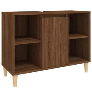 Szafka pod umywalkę, brązowy dąb, 80x33x60 cm Lumarko! - Toaletki - miniaturka - grafika 3