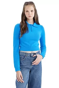 DeFacto Sweter normalny krój dla kobiet - sweter z golfem dla topów damski (niebieski, XXS - XS), niebieski, XXS-XS - Swetry damskie - miniaturka - grafika 1