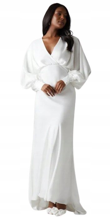 Coast Suknia Ślubna Z Wiązaniem Na Plecach I Bufiastymi Rękawami 36 1Hkf