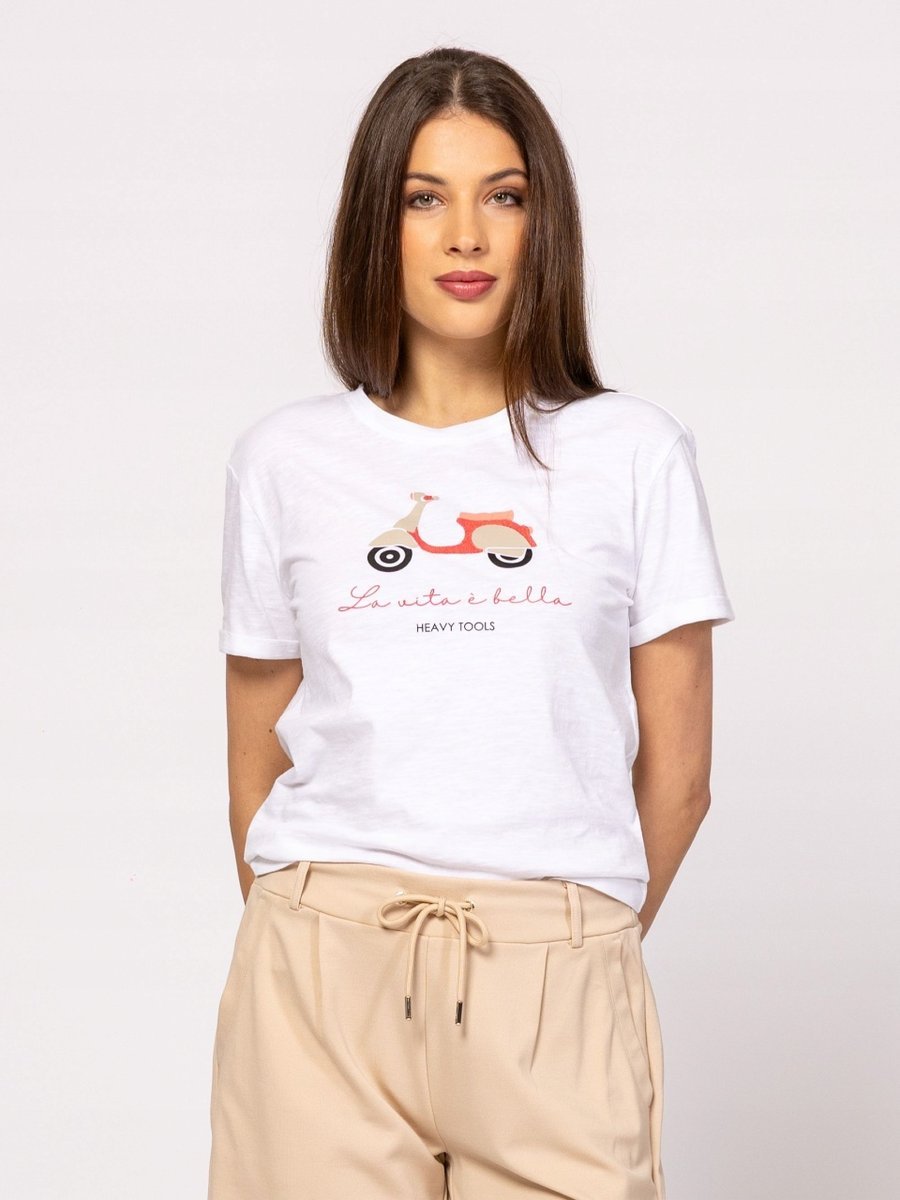 HEAVY TOOLS DAMSKA KOSZULKA T-SHIRT MEDIRA VESPA BIAŁA WHITE ROZMIAR XXL